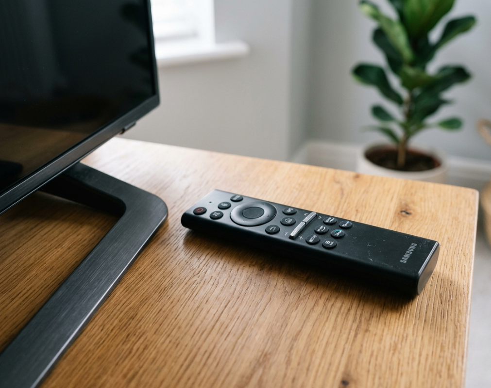 Smart TV remote control on couch Sunshine Coast home