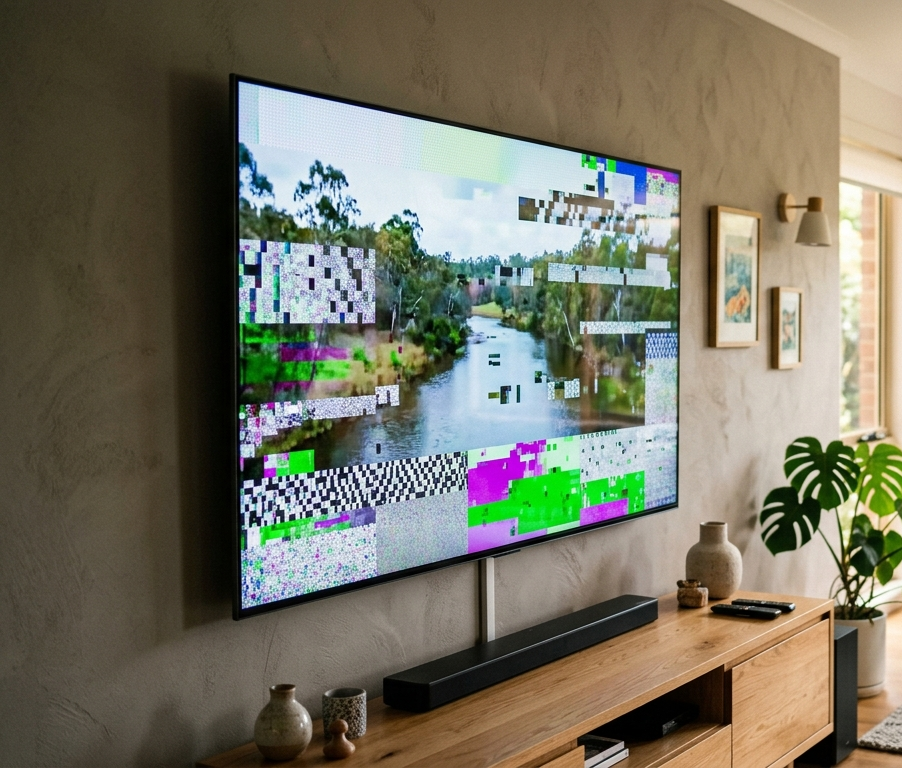 TV signal weak pixelated frozen screen Sunshine Coast home needing signal booster