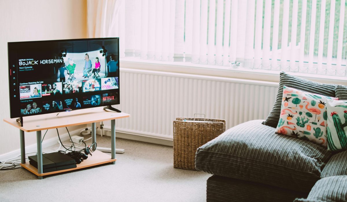 Smart TV set up in modern living room with streaming apps displayed Sunshine Coast