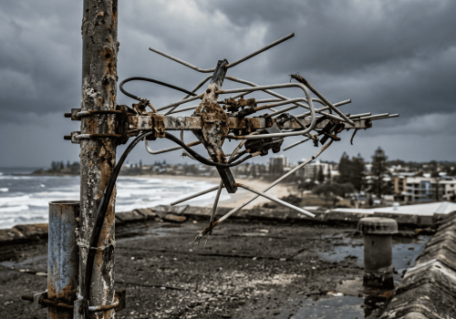 Corroded TV antenna coastal damage Caloundra