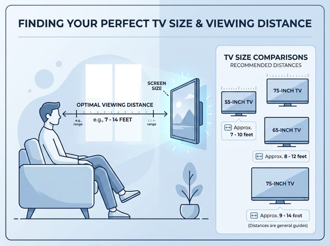 TV size vs viewing distance infographic guide