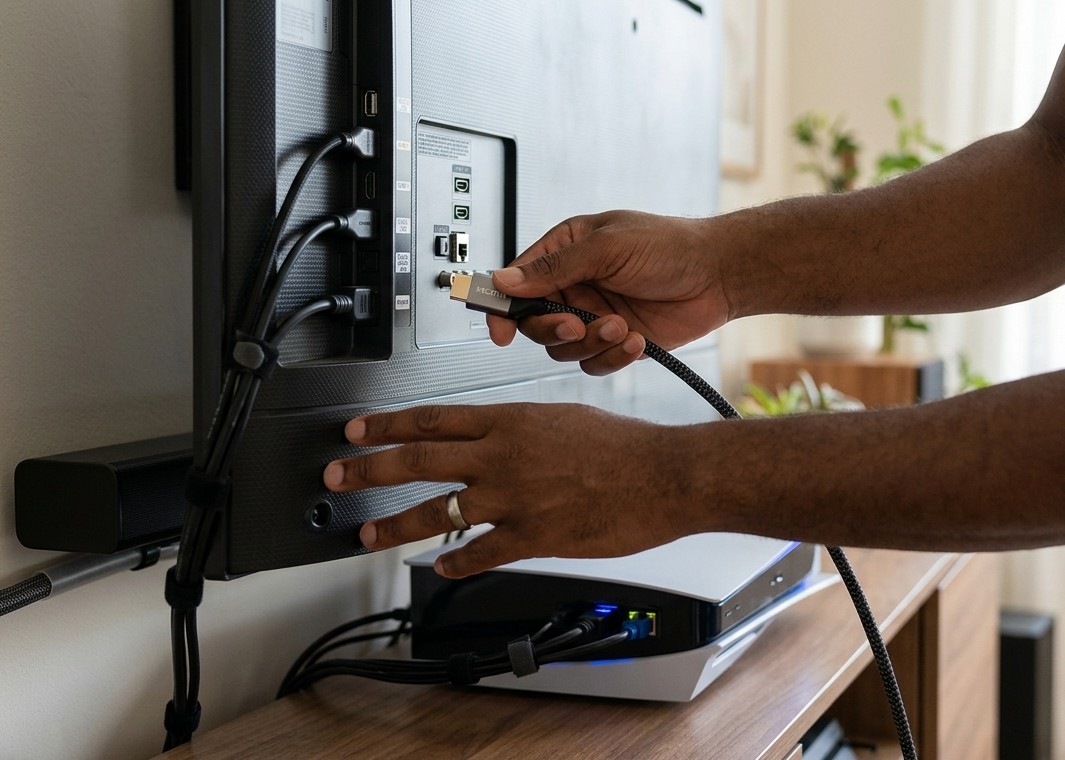 Gaming console connected to Smart TV setup Sunshine Coast