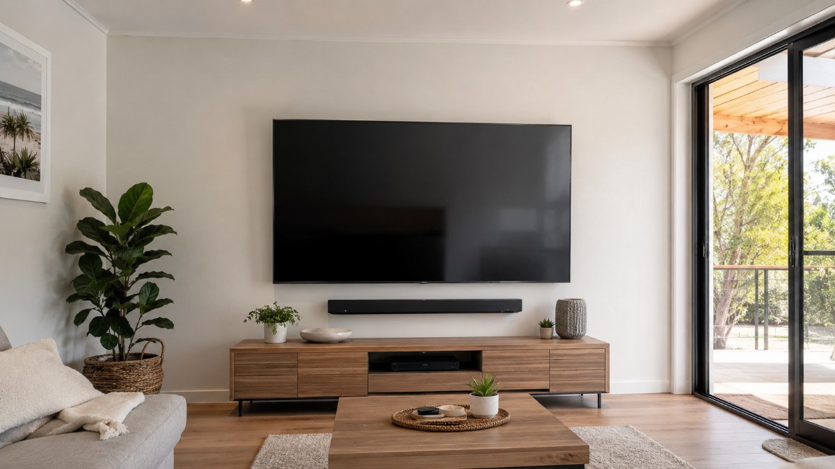Hide TV Cables on a Wall in a modern Australian living room