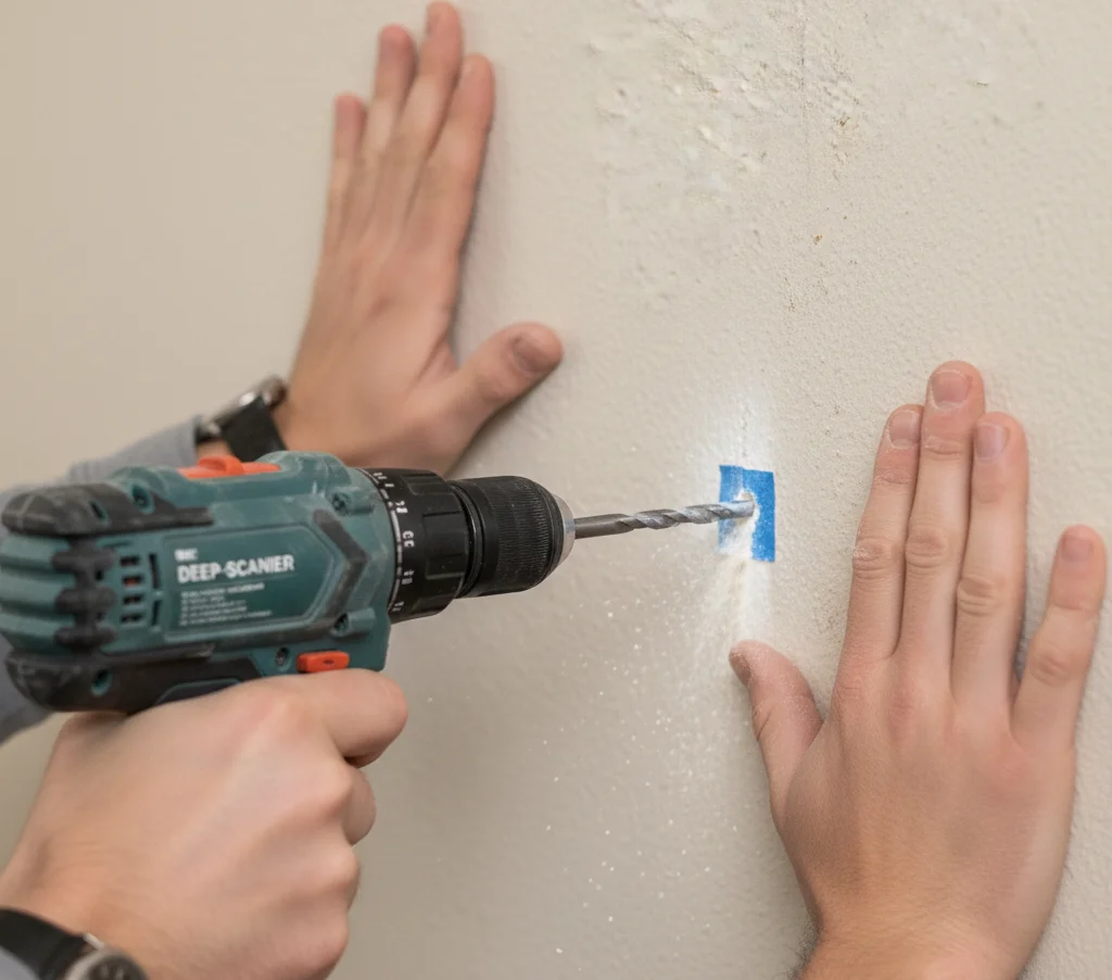 TV Wall Mounting Sunshine Coast drilling into plaster wall
